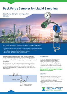 Liquid sampling Back purge - Back purge liquid sampler - Mechatest bottle sampler MBS-A4 - closed sampling Hydrocarbon liquids - Dopak DPM